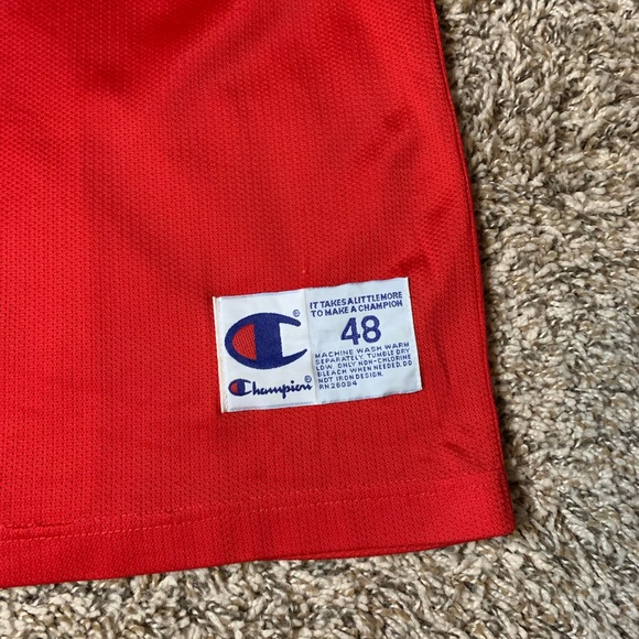 90s Vintage Champion Grant Hill Mens 48 L/XL Detroit Pistons Red NBA Jersey - Picture 5 of 8